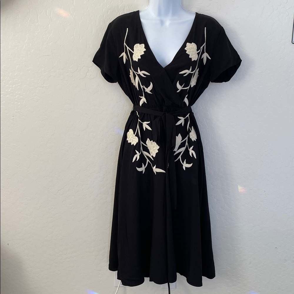 Boho goddess embroidered floral dress